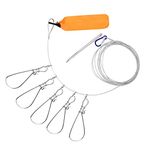 Joyeee Fish Stringer Clip, Steel Fish Stringer Heavy Duty with 5 Stainless Steel Snaps, Float and Carabiner, Live Fish Lock Fish Holder, 11 FT 200lb Fishing Stringer Trout Fishing Accessory, Silver