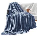 Exclusivo Mezcla Plush Fuzzy Fleece Throw Blanket Extra Large, Super Soft, Fluffy and Warm Blankets for Couch, Bed, All Season Use (50x70 Inches, Stone Blue)