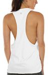 icyzone Women's Workout Tank Top Loose Fit - Muscle Tank Exercise Gym Yoga Tops Running Athletic Shirts (S, White)