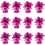 Foil Balloon Weights for Helium Balloons in Hot Pink Foil - 12x 160g Heavy Balloon Weights Birthday Party Wedding Celebration Décor with Tassles