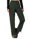 Cycorld Women's-Hiking-Pants-Convertible Quick-Dry-Stretch-Lightweight Zip-Off Outdoor Pants with 5 Deep Pocket （Army Green, Large