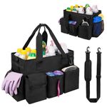 ZIOZERTT Cleaning Caddy,Cleaning Bag for Housekeepers,Cleaning Supplies Organizer with Handle,Black