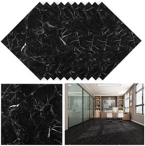 crayfomo 10 Sheets Vinyl Floor Tiles Stickers Self Adhesive Floor Sticker Bathroom Kitchen Waterproof Marble Black Vinyl Flooring Peel and Stick Floor Tile for Living Room 30x30cm, S-230926