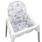 ZARPMA Cotton Seat Covers for IKEA Antilop Highchair,Cotton Surface and Cotton Padded,Forest Pattern Foldable Baby Highchair Cover for IKEA Child Chair Cushion(Grey Forest)