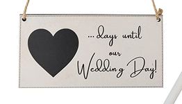 Wedding Countdown Chalkboard Plaque - Wedding Count Down Plaque Engagement Gift - White - Chalk Board Days Until Our Wedding Day Sign by ASVP Shop®