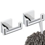 KOKOSIRI Robe Hook Bathroom Double Towel Coat Hooks for Bath Kitchen Wall Mounted, 2 Pack Chrome Stainless Steel B1015CH-P2