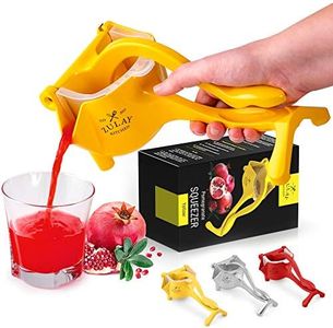 Zulay Fruit Manual Juicer- Heavy Duty Juice Press Squeezer with Detachable Lever & Removable Strainer - Fruit Press & Hand Juicer For Pomegranates, Lemons, Oranges, and More (Yellow)