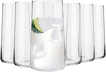 Krosno Tall Water Glasses, Set of 6, 18.3 oz, Avant-Garde Collection, Lightweight Crystal Glass, Perfect for Everyday, Dishwasher Safe, Made in Europe