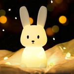 Tremdwoto Bunny Night Light for Kids Room, 7 Color Changing LED Portable Touch Lamp with Timer, USB Rechargeable Silicone Rabbit Nightlight for Baby Children Nursery Toddler Girl Kawaii Birthday Gift