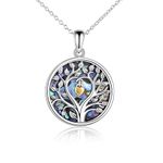 Tree of Life Necklace, Women 925 Sterling Silver Pendant with Chain, Fine Jewellery VONALA, Best Gifts for Wife, Mum and Girlfriend(Abalone)