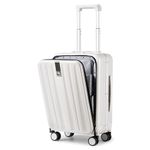 Hanke 16 20 24 26 Inch Carry On Suitcase PC Hardshell Luggage Top Open Aluminum Frame Rolling Suitcases with Wheels Travel Luggage for Womem Men, Ivory White Upgrade, 20 Inch, 20 Inch Carry on Luggage
