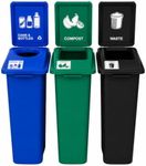 Waste Wise 69 Gallon Triple Bin Cans & Bottles, Organics, and Waste