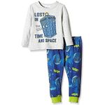 BBC Doctor WHO® DW Dr Who Classic Lost in Time & Space Tardis Pyjama Set Round Collar Long Sleeve Arms - 100% Cotton Official Merchandise (3-4 Years)