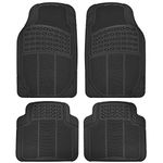 BDK MT-654-BK Heavy Duty 4-Piece Front and Rear Rubber Mats-All Weather Protection-Universal Car Truck SUV-Black