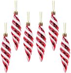 Christmas Concepts® Pack of 6-110mm Large Spiral Shaped Baubles - Shiny & Glitter Decorated - Christmas Tree Decorations (Red)