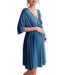 Ekouaer 3 in 1 Labor/Delivery/Hospital Gown Maternity Dress Nursing Nightgown Sleepwear for Breastfeeding, Peacock Blue, Small