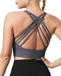 QUEENIEKE Sports Bras for Women Padded Medium Support for Yoga Cross Back Strappy Free to Be Bra (English Manor, S)