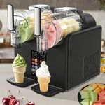 2-in-1 Slush Machine & Soft Serve Ice Cream Maker, 7 Modes for Smoothies, Milkshakes, Cocktails, Margaritas, and Ice Cream, Double-Tank, Self-Cleaning,Perfect for Home & Commercial Use Black