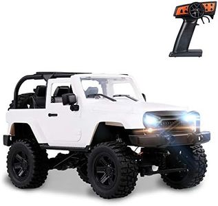 GoolRC F2 RC Car, 1/14 Scale 2.4GHz Remote Control Car, 4WD 30km/h High Speed Racing Car, All Terrains Off Road RC Monster Vehicle Truck Crawler with LED Light for Kids and Adults (White Convertible)