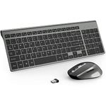 J JOYACCESS Wireless Keyboard with Mouse, 2.4G Thin Wireless Keyboard and Mouse Combo,Ergonomic, Full Size, Compact,Slim for PC, Mac,iMac,Desktop, Computer, Laptop, Windows,Smart TV-Black and Grey