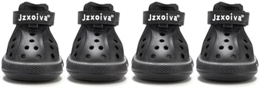 JZXOIVA Dog Shoes for Hot Pavement, Dog Booties for Large Dogs, Breathable Dog Boots & Paw Protectors, Adjustable Non-Slip Rain Booties, Waterproof Pets Sandals for Beach Black Size 10