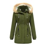 YFFUSHI Women Warm Faux Fur Hooded Jacket Long Sleeves Fleece Lined Winter Coat Fashion Winter Parka Outerwear