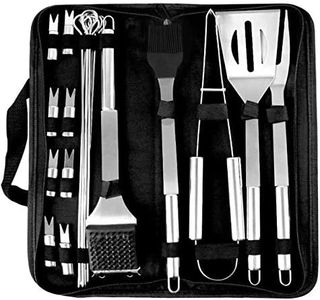 coocnh Set di Utensili per Barbecue, 20 Pezzi Set Posate Barbecue Grill Set di Attrezzi Barbecue Griglia di Cottura in Acciaio Inox Premium Deluxe Kit di Cottura per Barbecue All'aperto in Alluminio