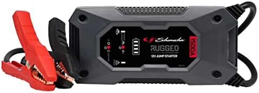 Schumacher Rugged - 1500A 12V Battery Booster - Cars up to 7.0L Gas / 5.0L Diesel - SBX 462 - Super Powerful Flashlight - USB Port 2.4A Output / 2.0A Input - IP64 Protection