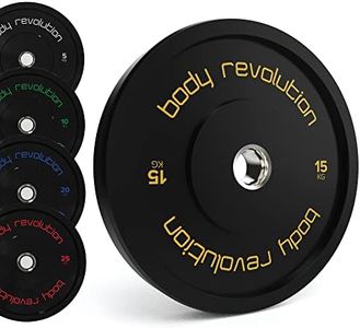 Body Revolution Olympic Bumper Plates - Rubber Coated Barbell Weight Plates - Strength Training Weight Lifting Equipment - Range from 5kg - 25kg