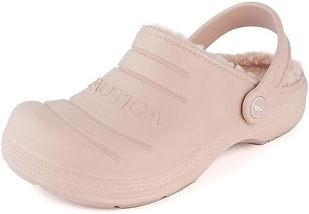 Nautica Women's Clogs - Warm Sandal - Fuzzy Slippers Slip-On with Adjustable Back Strap with Faux Fur - Classic Lined Clog Sports Winter Shoe-River Breese-Light Mauve-9