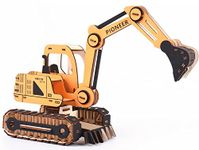 Little Nibbles 168 Pieces 3D Wooden Puzzle Excavator The Digger Assembly- Laser Cut Wood Pieces, Creative DIY, Brain Teaser and Educational STEM Building Model Toy for Adults and Kids