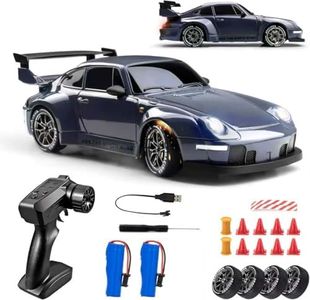 RC Drift Car, 1:24 Scale Remote Control Vehicle with LED Lights, 2.4GHz 20KM/H 4WD High Speed RC Cars, Drifting Tires＆Two Batteries, Racing Sports Toy Idea Great for Adults Boys Girls and Kids
