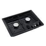DOMETIC 9108917573 (50210) Drop-in Two-Burner 12V Cooktop with Wire Grate - Black, Piezo