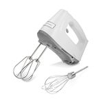 Hamilton Beach 3 Speeds Electric Hand Mixer with DC Motor , Wire Beaters, Whisk, Swivel Cord and Bowl Rest, White 62661