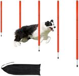 LUBORN Dog Agility Weave Poles, Portable Dog Training Poles Dog Agility Equipment Training Obstacle Course Beginner Kit, Dog Agility Course Backyard Set with Carrying Bag