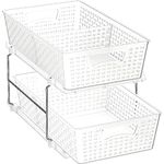 SimpleHouseware 2 Tier Bathroom Organizer Tray Pull-Out Sliding Drawer/Under-Sink Storage, Clear