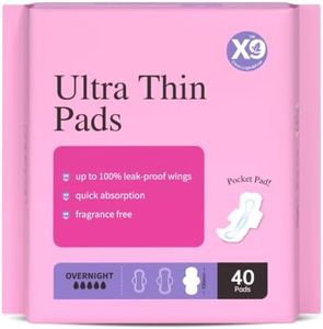 X9 Ultra Thin Overnight Pads with Wings, Heavy Flow Sanitary Pads for Women, Fragrance-Free Nighttime Period Pads (Overnight, Count, 320)