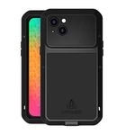 LOVE MEI for iPhone 14 Plus Case,Outdoor Sports Military Heavy Duty Metal Cover Waterproof Shockproof Dustproof Full Body Case with Tempered Glass Screen Protector for iPhone 14 Plus (Black)