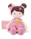 LeyaDoll Soft Bady Educational Soft Baby Doll(16''), Learning Sensory Doll for Toddlers, Montessori Toys for 2-Year-Old Girls Christmas, Birthday Gifts, Plush Doll with Button-Jucy Girl-Joosee