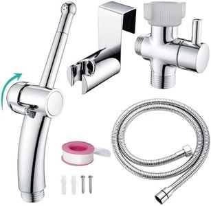 BARROCK Handheld Bidet Sprayer Combo Set for Toilet, Portable Bathroom Bidet Seat Attachment, 2 Way Installation Hang or Wall-Mount Shattaf Kit for Women with Brass T-Valve Explosion-Proof Hose Chrome