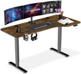 MotionGrey - Height Adjustable L Shaped Standing Desk, 160 x 60 cm, Corner Desk, L Shape Desk, Adjustable Computer Electric Sit Stand Desk - Motorized Black Frame Table Top (Rustic Brown, 63 Inch)