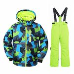 HOTIAN Boys Insulated Warm Snowsuit Ski Jacket PantsSet Windproof Waterproof Breathable Ski Suits FY+GE-10