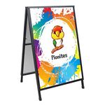 Pionites Heavy Duty Slide-in Folding A Frame Sign Sidewalk Sign 24x 36 Inch Steel Metal Double-Side Pavement sign Corrugated Plastic Poster (24x36 inch(Corrugated Plastic Sheets insert))