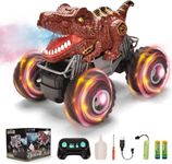 Hodlvant Remote Control Car, 1:16 Scale Monster Truck Toys, 2.4GHz Dinosaur Toys with Spray Roar LED Lights, Birthday Present Easter Xmas Gift for Toddler Girl Boy, Kids Toys Gifts for 3-8 (Red)