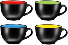 Bruntmor 24 oz Coffee Mugs Set of 4 - Oversized Black Multicolor Coffee Mugs with Handle - Ideal for Coffee, Tea, or Soup - Durable, Microwave and Dishwasher Safe Ceramic Cup for Hot or Cold Beverages