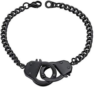 Prosteel Black Chain Handcuff Bracelet for Men Women Stainless Steel Bracelets Valentines Jewellery