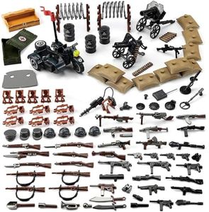 Feleph WW2 Weapons Pack Military Toy Set Building Blocks Model for German Soldier Figures, Army Equipment Gear Kit Pieces and Parts Accessories Compatible with Major Brand