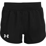 Under Armour Girls' Fly by Shorts, Black (001)/White, Youth X-Small