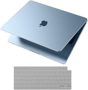 Soonjet for MacBook Air 13.6 inch Case M4 M3 M2 2025 2024-2022 Model A3240 A3113 A2681, Sturdy Protective Hard Shell Case + Translucent Keyboard Cover for MacBook Air 13 inch - Sky Blue Clear