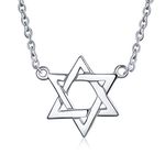 Traditional Religious Hanukkah Magen Judaica Star Of David Station Pendant Necklace for Women Teen Bat Mitzvah .925 Sterling Silver